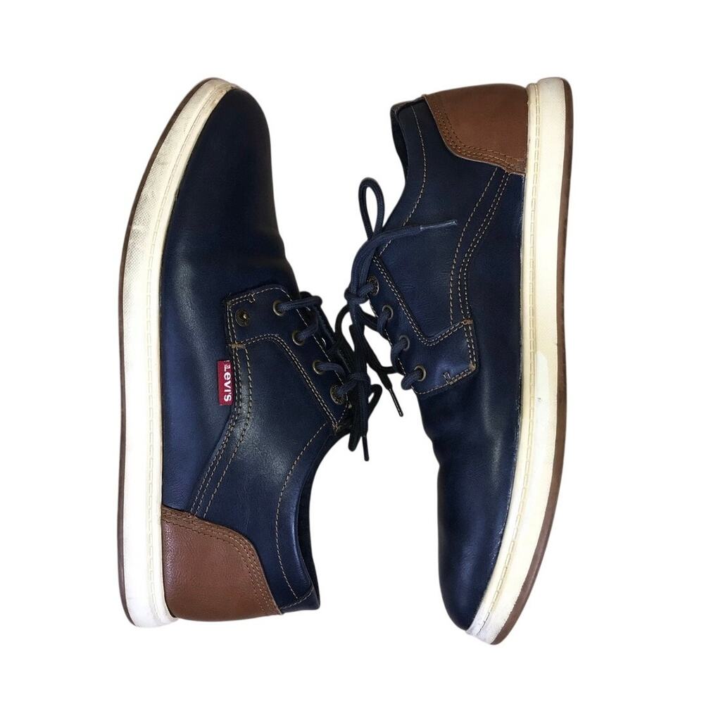 Levi’s Oxford Sneakers Men’s 10 Blue Brown Lace Up Casual Preppy Faux Leather